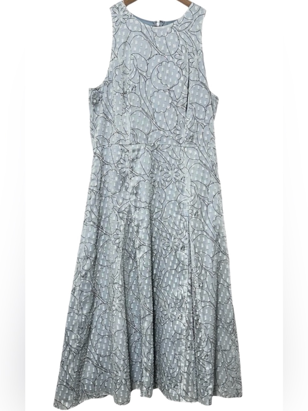 Gray Floral Maxi Dress Sleeveless Size 10 Coastal Resort Feminine Floral